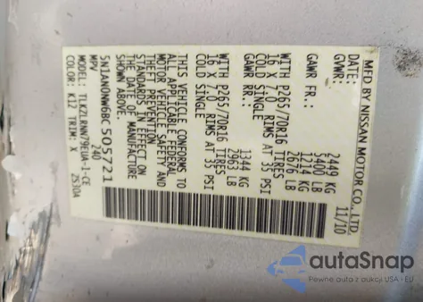 2011 Nissan Xterra S из США, поврежденный, VIN 5N1AN0NW6BC505721